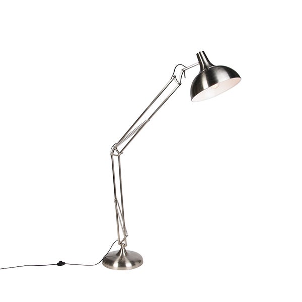 Stehlampe mit verstellbarem Arm und rundem Lampenschirm