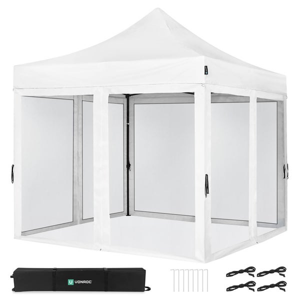 VONROC Pavillon 3x3m wasserdicht stabil - Partyzelt EasyUp System [3Min Aufbau] Popup Faltpavillon modular erweiterbar als Festival Zelt, Gartenpavillon