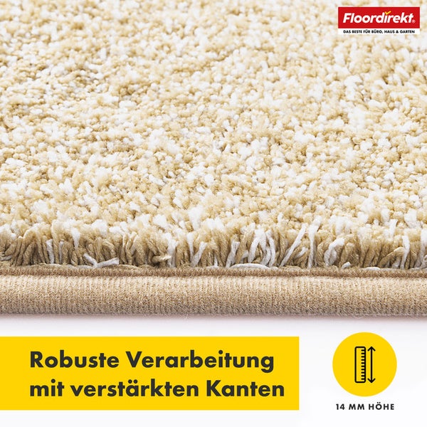 Detailansicht eines beigen Teppichs von Floordirekt mit 14 Millimeter Höhe