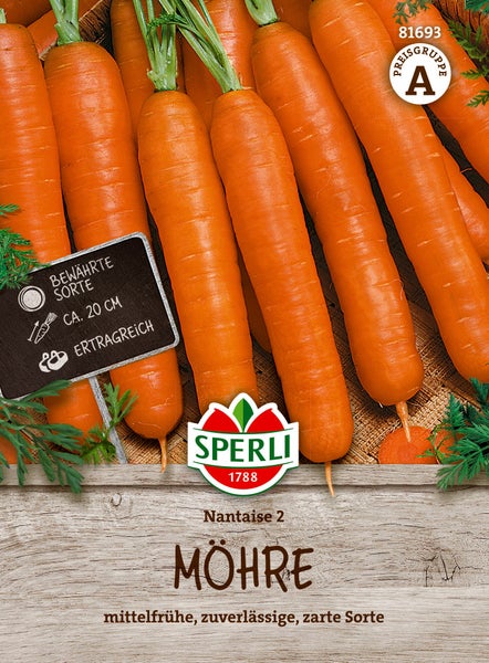 Sperli Saatgut Möhre Nantaise 2 mittelfrühe Sorte mit circa 20 Zentimeter langen Wurzeln für den Anbau im Garten