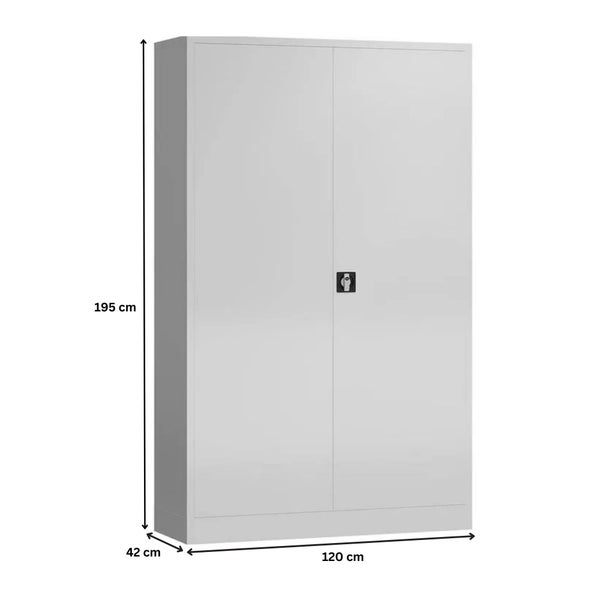 PROREGAL Stahlschrank Bee 7 Fachböden HxBxT 195 x 120 x 42 cm Pulverbeschichtetes Fachbodenmaterial Weiß & Weiß