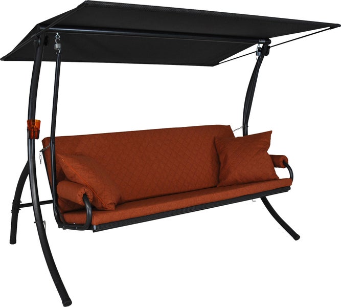 ANGERER Hollywoodschaukel Elegance Joy – Schaukel zum Sitzen, Liegen & Entspannen, 210 x 145 x 160 cm, inkl. Bett-Funktion, einfache Montage, Made in Germany, hochwertiger Stoff, terracotta
