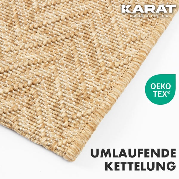 FLOORDIREKT Outdoorteppich - Wetterbeständiger Außenteppich - Cheron - Beige - 80 x 150 cm