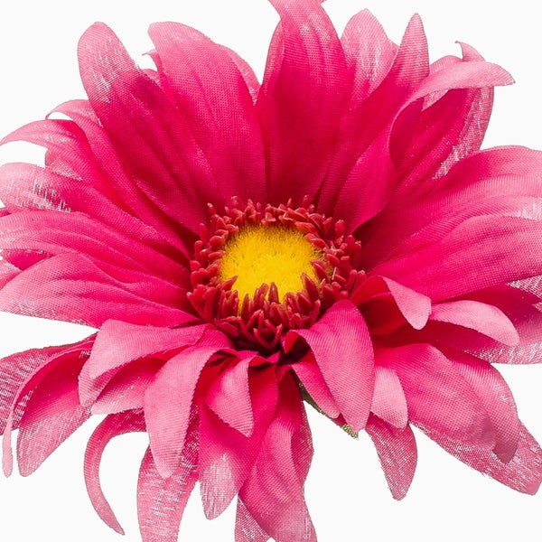 Künstliche Gerbera aus Textilmaterial in Rosa mit gelber Blütenmitte