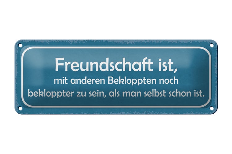 Blechschild Spruch 27x10cm Freundschaft noch bekloppter Dekoration