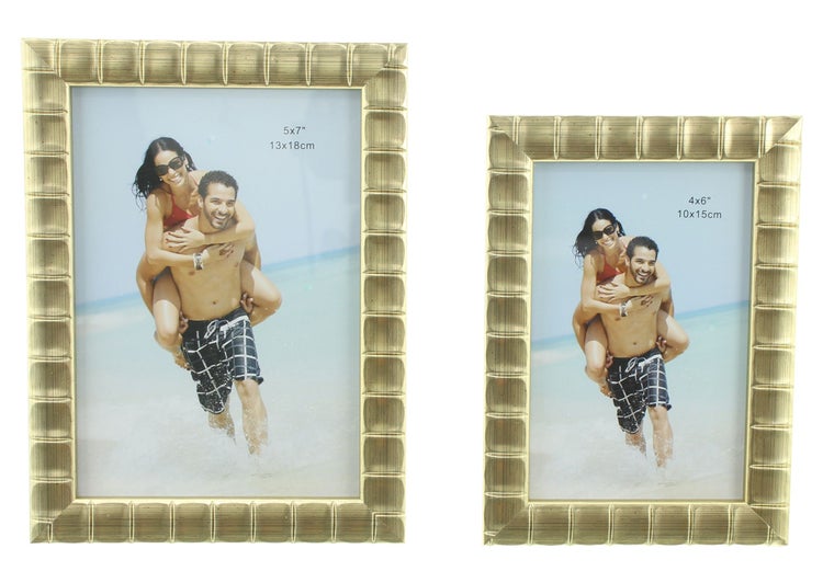 FRANK FLECHTWAREN | Bilderrahmen Gold, 4er Set, KUNSTSTOFF, 13 x 1,5 x 18 cm, 16 x 1,5 x 21 cm
