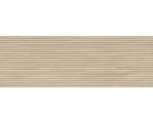 Keramikfliese mit Holzoptik und horizontalem Linienmuster