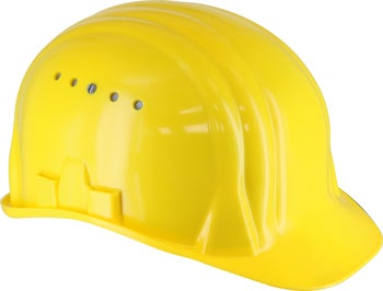 Gelber Schutzhelm für den Baustelleneinsatz zur Kopfbedeckung und Arbeitssicherheit