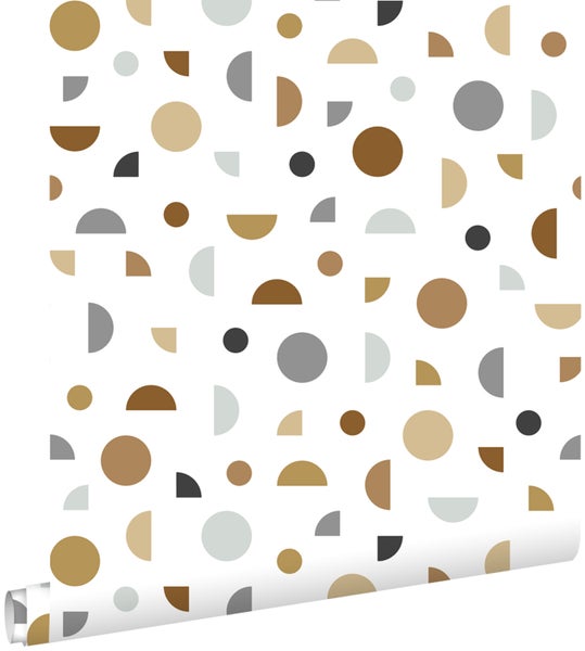 ESTAhome Tapete grafisches Motiv Weiß, Grau und Beige - 53 cm x 10.05 m - 139278