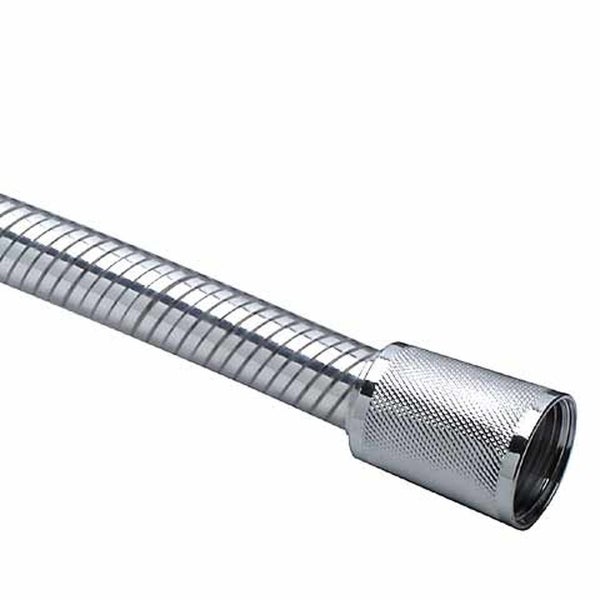 Duschschlauch mit glatter Metalloberfläche und strukturiertem Anschlussstück