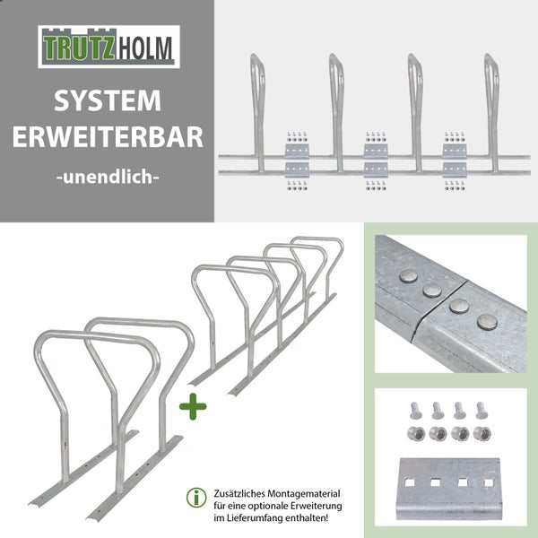 Erweiterbares Fahrradparksystem von TrutzHolm, geeignet zur Reihenverbindung