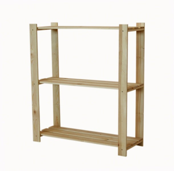 PROREGAL Holzregal Pinepeak HxBxT 90 x 80 x 28 cm 3 Fachboden 1,2 cm Dickes Kiefernholz Natur