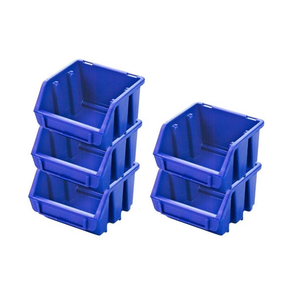 PROREGAL SuperSparSet 5x Sichtlagerbox 1 HxBxT 7,5 x 11,6 x 11,2 cm Polypropylen Blau