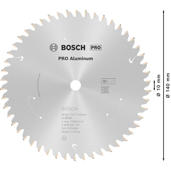 Bosch Pro Aluminium Kreissägeblatt, Durchmesser 140 Millimeter