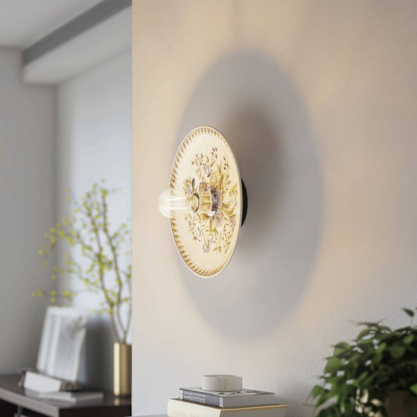 Lucande Wandleuchte, Wandlampe Innen Faelira (Retro Vintage Antik) in Weiß aus Keramik (1 flammig E27) - Wandstrahler Wandbeleuchtung Schlafzimmer / Wohnzimmer Wohnzimmerleuchte