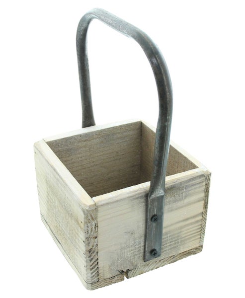 FRANK FLECHTWAREN | Kiste Metallbügel, HOLZ, METALL, 15 x 15 x 25 cm