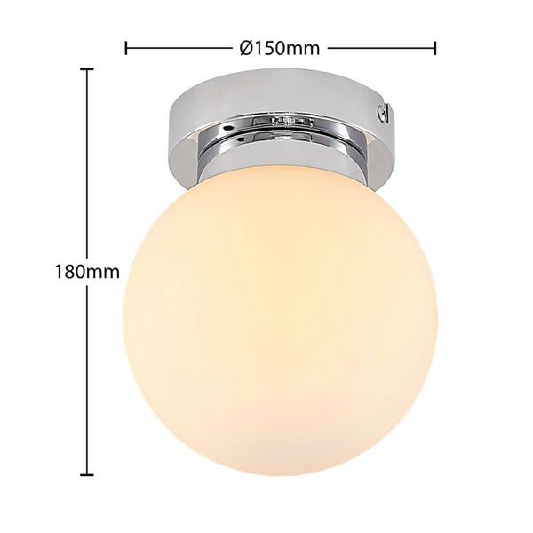 De Abmessungen der Deckenleuchte sind 150 mm im Durchmesser und 180 mm in der Höhe.