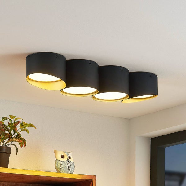 Lindby Deckenlampe Kianush (Modern) in Schwarz aus Metall (4 flammig, GU10 ) - Deckenleuchte Lampe Wohnzimmerleuchte