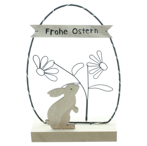 FRANK FLECHTWAREN | LED-Ei Frohe Ostern, METALL, MDF, KUNSTSTOFF, 15,5 x 6 x 21 cm