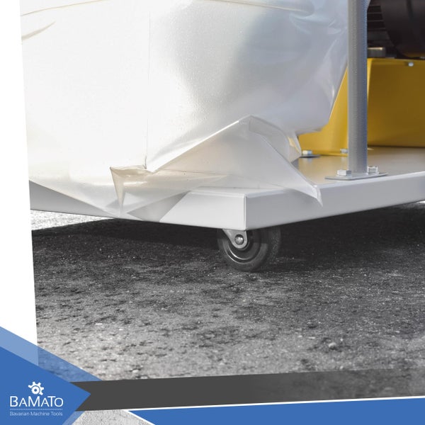 Detailansicht eines Transportwagens mit Rolle