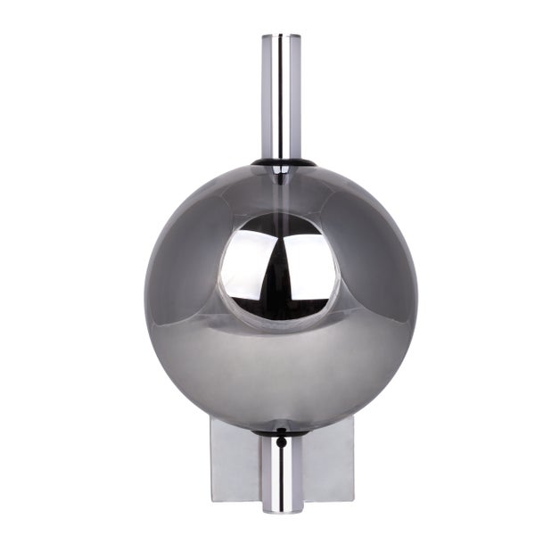 LED Wandleuchte NOVA chrom aus Metall und Rauchglas, mit integrierter LED, 31,3 cm hoch