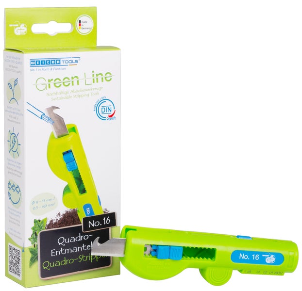 Weicon Tools Green Line Abisolierwerkzeug mit Verpackung, Made in Germany Siegel, DIN geprüft Siegel und Weicon Tools Logo