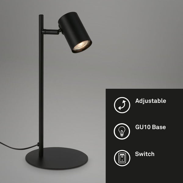 Tischleuchte Tischlampe Schreibtischlampe verstellbar 1xGU10 9W schwarz Briloner