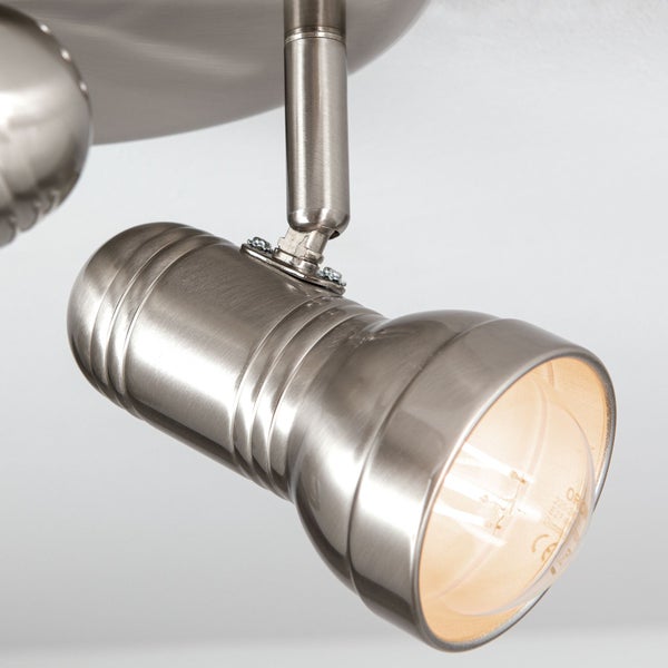 Strahler Retro Wilhelm 3-flammig E27 Rund Satin – Vintage Deckenstrahler LED fähig