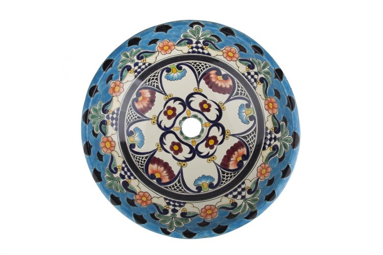 Keramik Waschbecken mit Blumendesign von oben