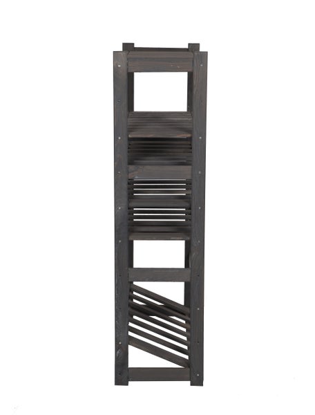 PROREGAL Getränkekisten- & Weinregal SPREEWALD HxBxT 124x70x33cm 18 Flaschen auf 3 Ebenen + 1 Ebene für Kisten + 2 Ablagen Massives Kiefernholz Grau geölt