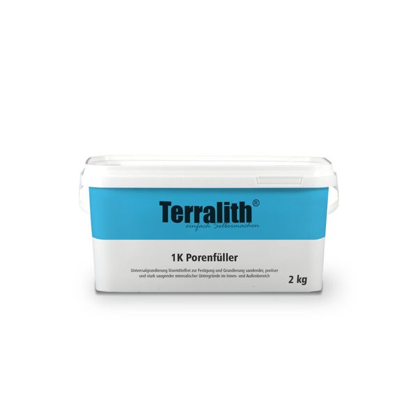 Terralith 1K Porenfüller, lösemittelfreie Universalgrundierung für mineralische Untergründe, 2 Kilogramm Eimer.
