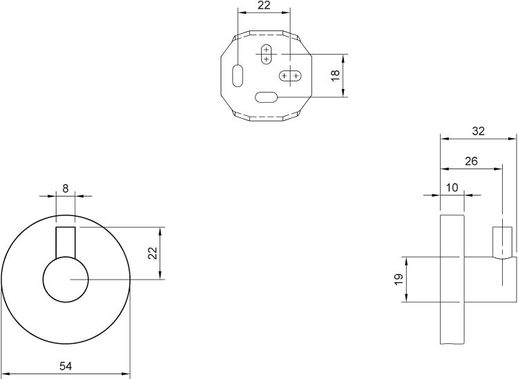 Villeroy & Boch Elements - Tender Handtuchhaken, Handtuchhalter für Wandmontage, Wandhaken aus Zink, Zubehör Bad, Badhaken rund, 54 x 32 x 54 mm, Chrom