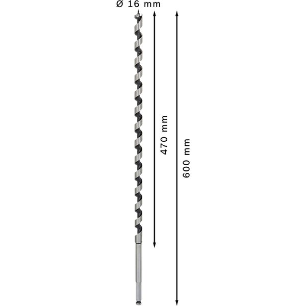 Holzbohrer mit Durchmesser 16 Millimeter, Länge 600 Millimeter