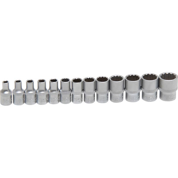 BGS Steckschlüssel-Einsatz-Satz Zwölfkant Antrieb Innenvierkant 6,3 mm (1/4) SW 4 - 14 mm 13tlg. - 2269