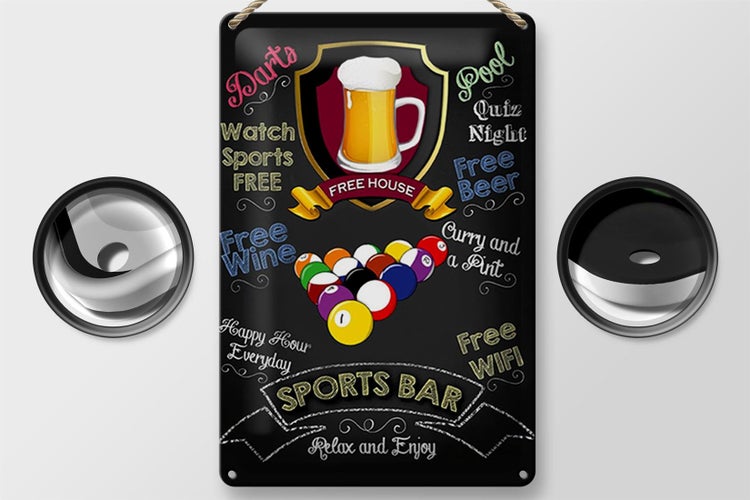 Blechschild Spruch 20x30cm sports bar Beer Bier relax enjoy