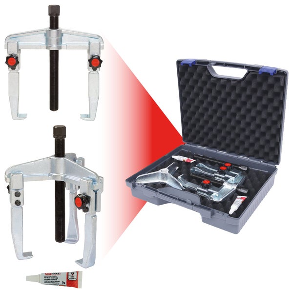 Abzieher-Set im Werkzeugkoffer mit Schaumstoffeinlage