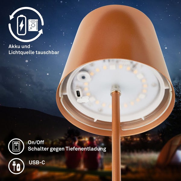 LED Tischlampe Akku LED Tischleuchte Dimmbar Kabellos Terrasse RGB Touch