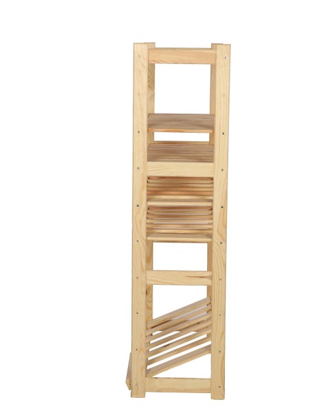 PROREGAL Getränkekisten- & Weinregal SPREEWALD HxBxT 124x70x33cm 12 Flaschen auf 2 Ebenen + 1 Ebene für Kisten + 3 Ablagen Massives Kiefernholz Natur