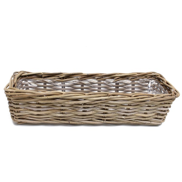 FRANK FLECHTWAREN | Pflanzkasten Rattan, groß, RATTAN, ca. 60 x 16 x 15 cm