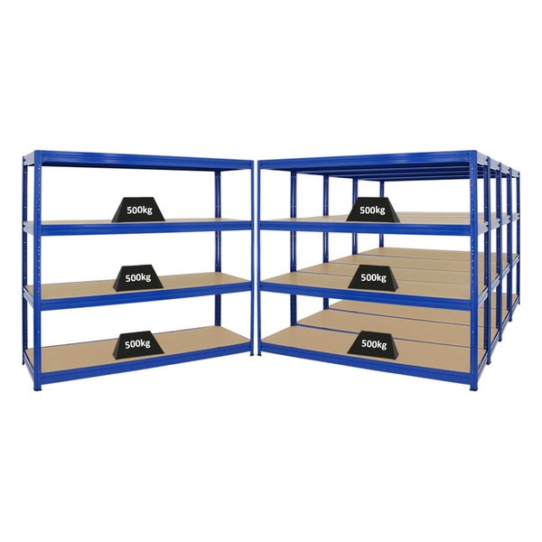 PROREGAL Mega Deal 5er-Sparset Profi-Schwerlastregal DINO HxBxT 180x180x60cm Fachlast 500kg Blau