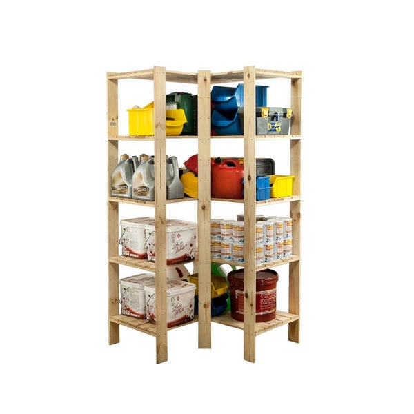 PROREGAL Eckregal Woodland HxBxT 166,4 x 85 x 50 cm Fachlast 120 kg 5 Fachboden Kiefernholz Natur