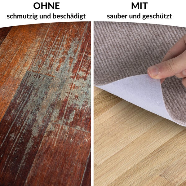 Bodenschutzmatte NEMESIS selbsthaftend für Hartboden Beige Größe: 150x150cm