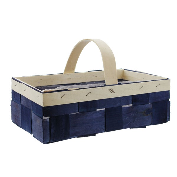 FRANK FLECHTWAREN | Bügelkorb Gefärbt, blau, HOLZ, 31 x 20 x 10 cm