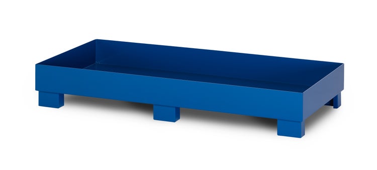 RR Industrietechnik Auffangwanne aus Stahl für 3x 200 Liter Fass ohne Gitterrost RAL 5010 enzianblau
