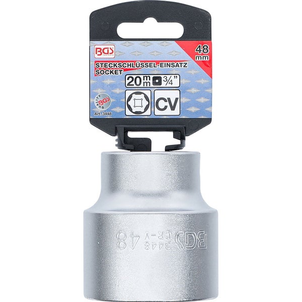 BGS Steckschlüssel-Einsatz Sechskant Antrieb Innenvierkant 20 mm (3/4) SW 48 mm - 3448