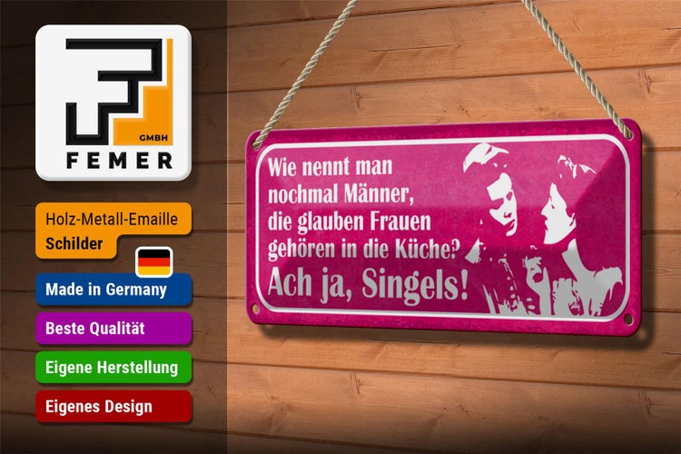 Blechschild Spruch 27x10cm Männer glauben Frauen in Küche Dekoration
