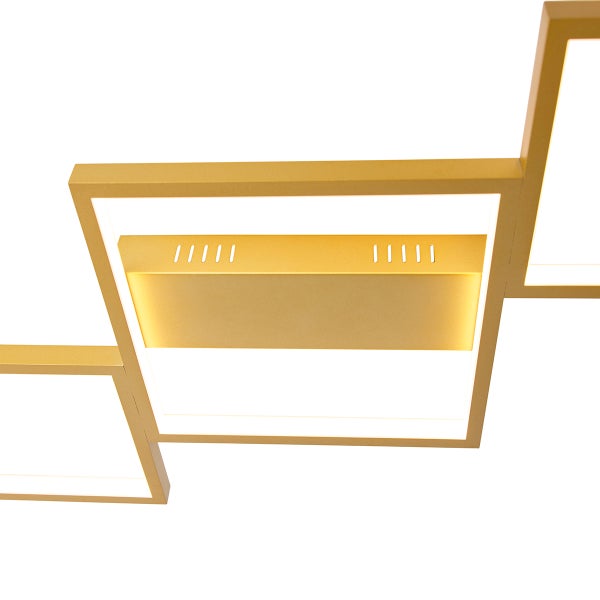 Goldfarbene LED-Deckenleuchte mit geometrischem Design