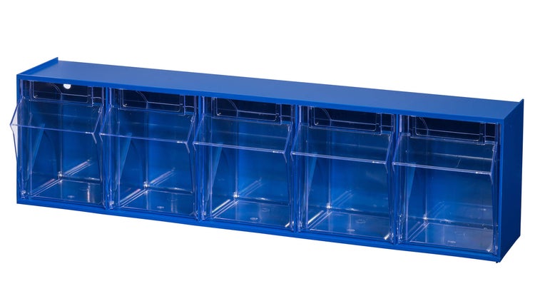 PROREGAL Klappschüttenmagazin VarioPlus ProFlip 5 HxBxT 16,5 x 60 x 13,2 cm Blau-Transparent