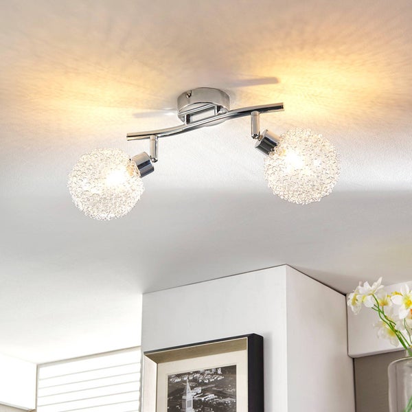 Lindby Deckenlampe Ticino in Chrom aus Metall (2 flammig, G9) - Deckenleuchte Lampe Flurleuchte