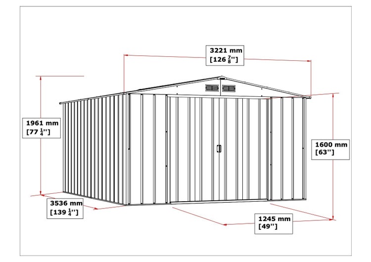 Metall Gerätehaus 322x354 cm Gartenhaus Schiebetür